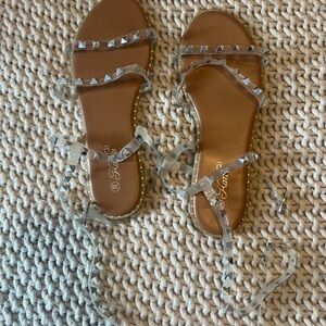 Transparent Studded Sandals